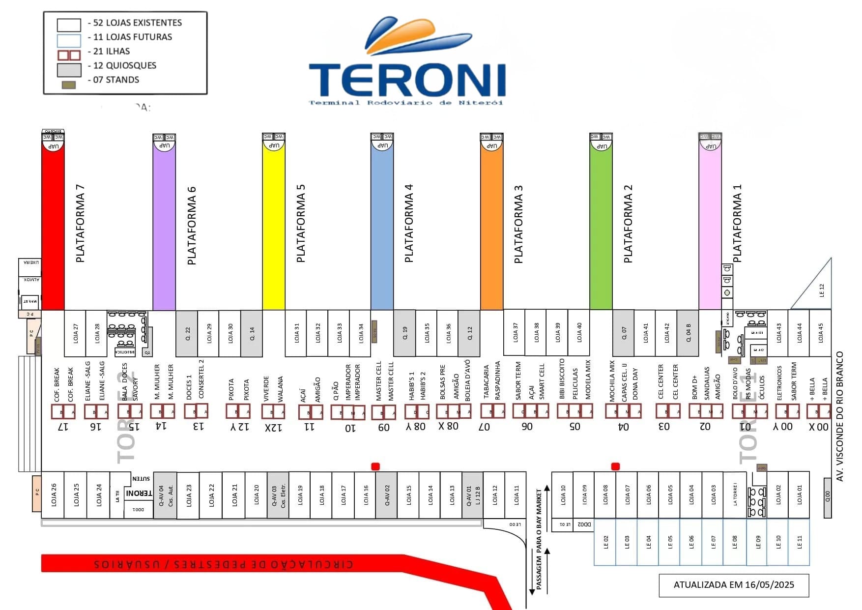 Mapa do Terminal Rodoviário de Niterói