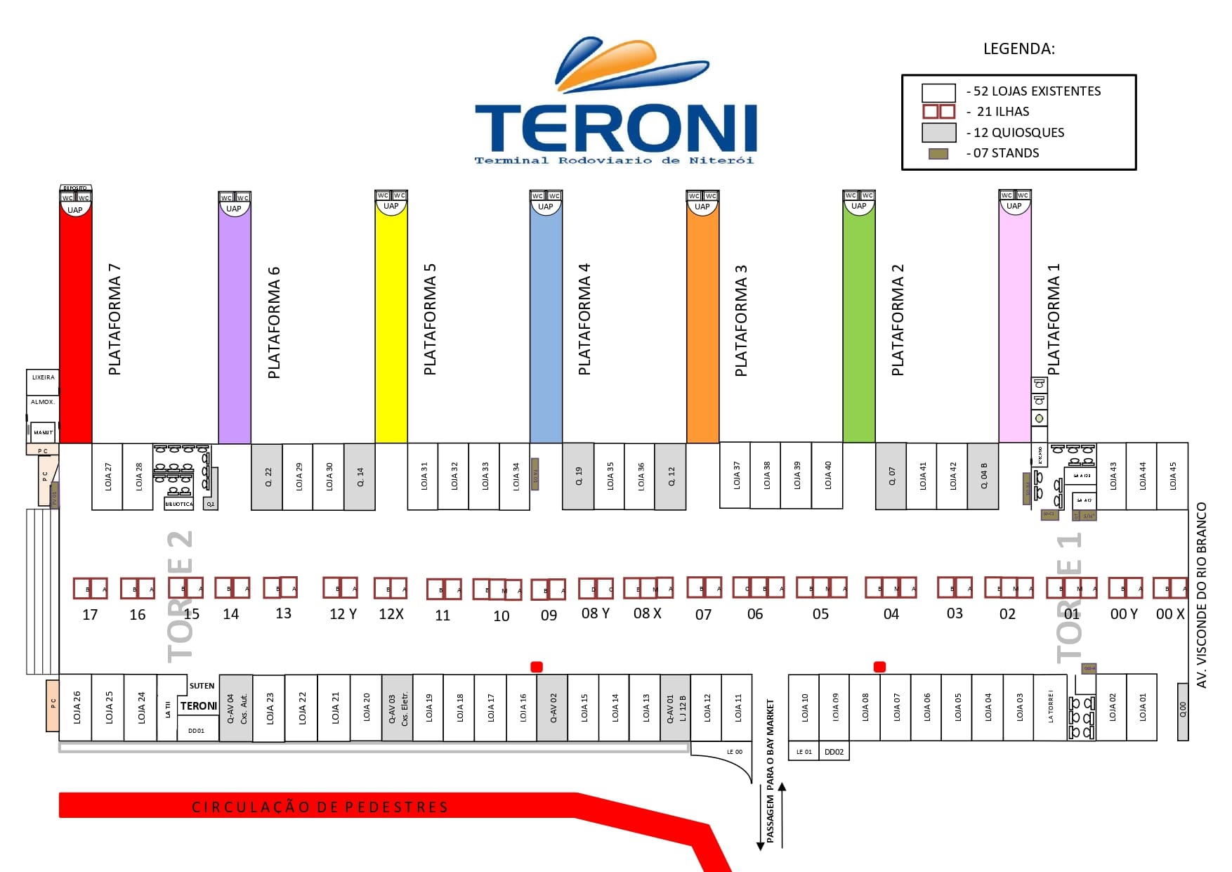 Mapa do Terminal Rodoviário de Niterói